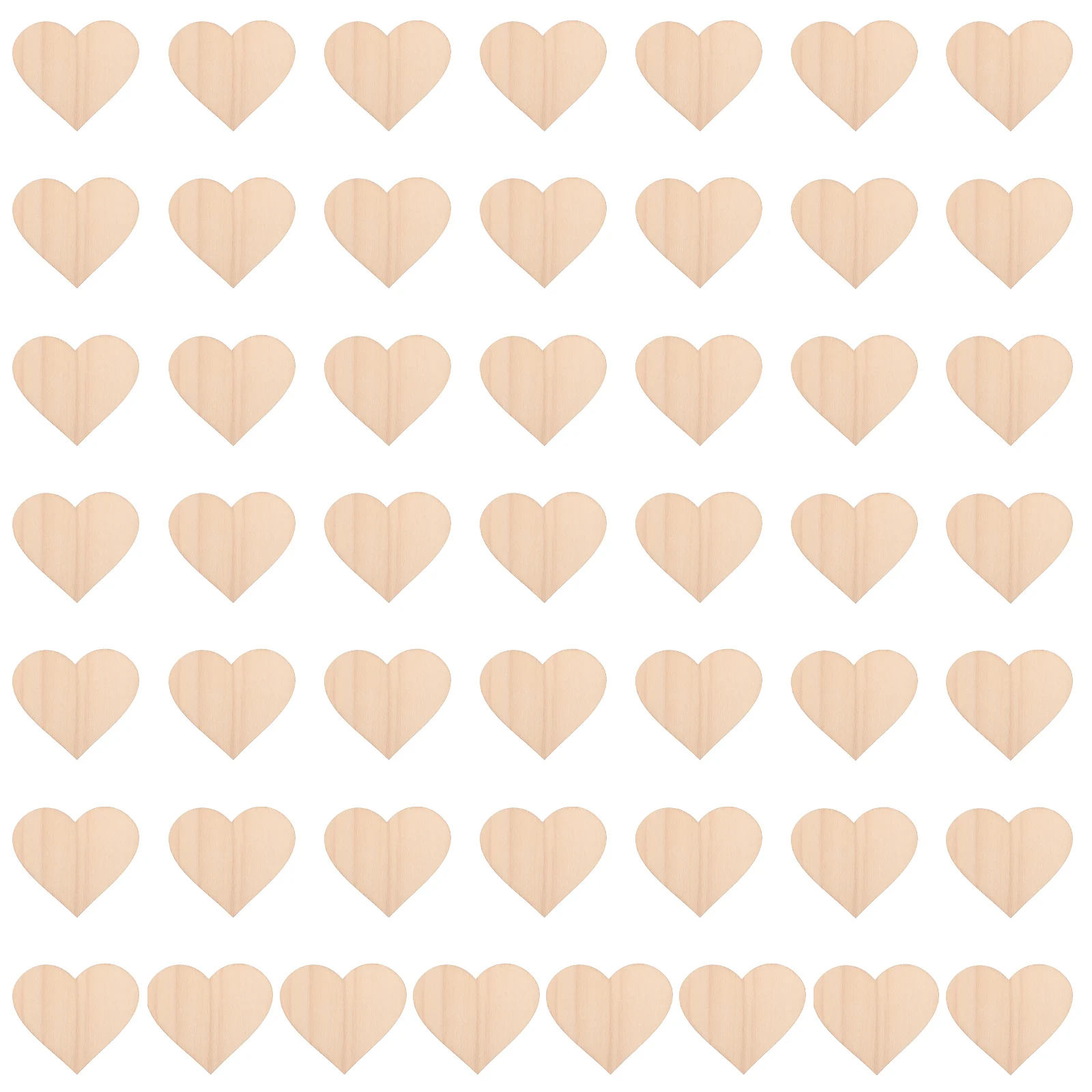 50pcs Heart Shaped Wood Chip Unfinished Diy Wooden Slices For Kids Painting Craft Handicraft Sewing Accessory Decorative Wooden