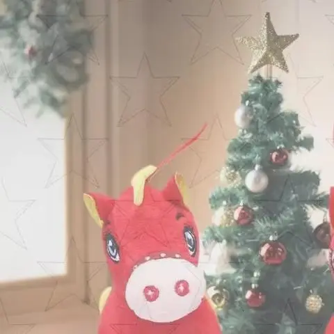 

1 шт., успокаивающая сумка для куклы пони, акцент, 2026, новогодний значок, красная крошечная лошадь, плюшевые предметы, яркая привлекательность, настольные животные, фестиваль, пользу