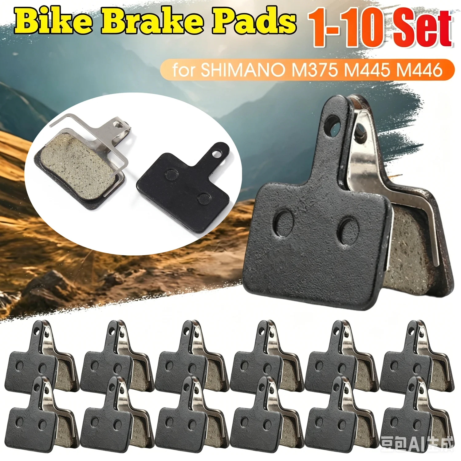Pastilhas de Freio Universais para Bicicletas SHIMANO M375 M445, Peças de Freio a Disco Semi-Metálicas de Resina para Kukirin G2 G4 G2 e Master G3 Pro