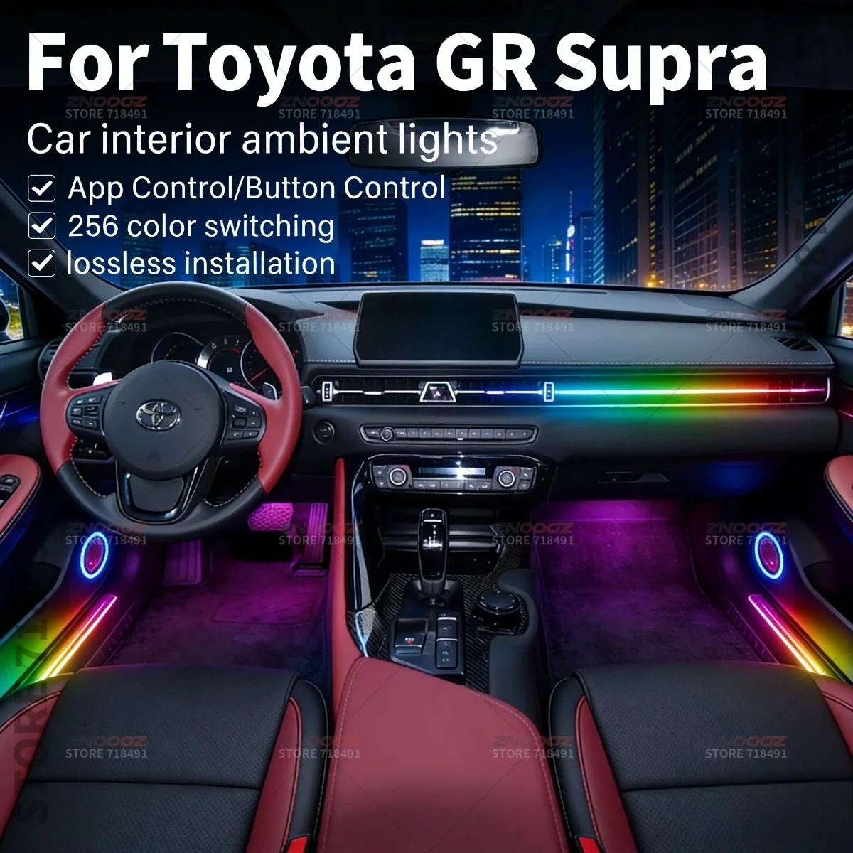 22in1 RGB Car Interior Acrylic Car Ambient Lights RGB Hidden Acrylic Strip Decoration Atmosphere Accessories For Toyota GR Supra