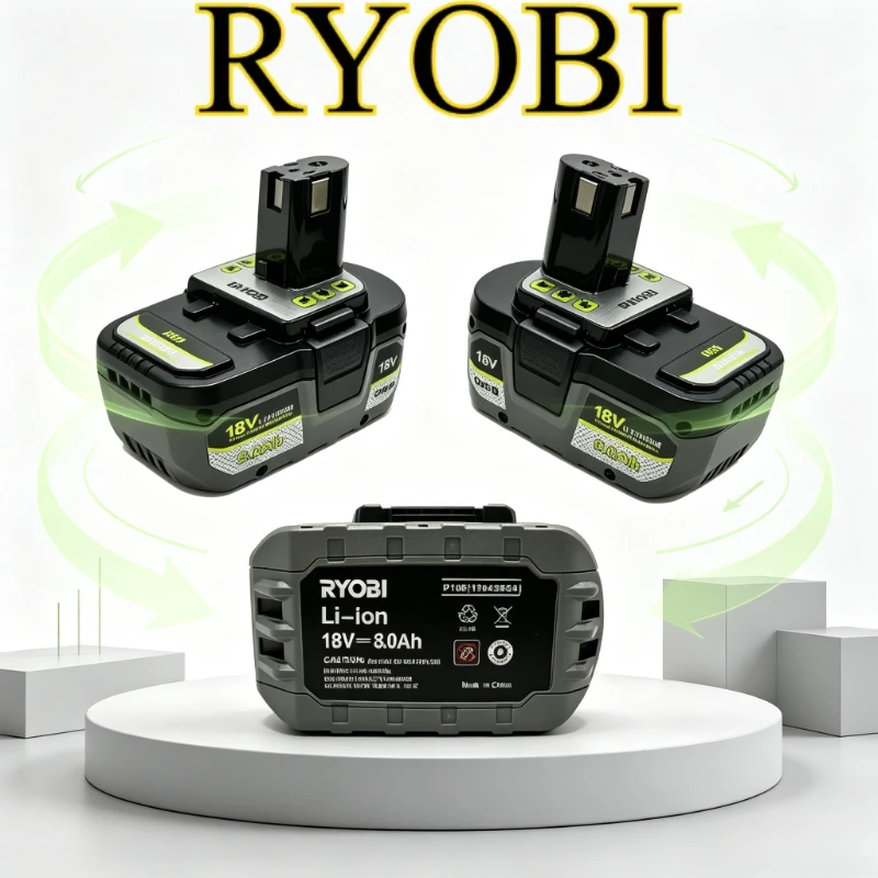 Original Ryobi 18V 8.0Ah Battery,Low Idle Storage Loss, Strong Practicality,,fit R18AG115, R18AG7, for Ryobi 18V Power Tools