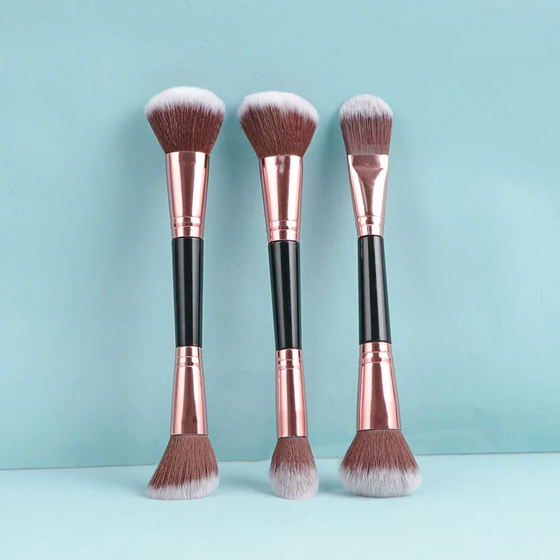 Karsyngirl 3Pcs Double Head blusher brush Foundation Powder Concealer Liquid Face Makeup Brushes Tools