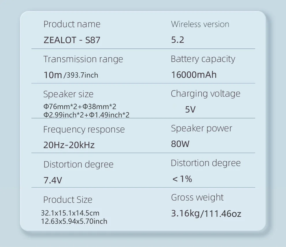 ZEALOT-S87 80W Hochleistungs-Bluetooth-Lautsprecher Tragbarer RGB-Farbbeleuchteter Wasserdichter Kabelloser Subwoofer 360° Stereo-Surround – Detail 2