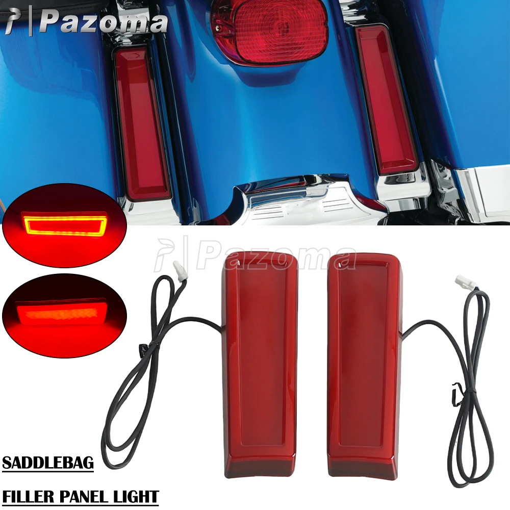 Motorcycle LED Saddlebag Filler Panel Light Rear Fender Brake Running Lamp For Harley Touring Street Road Glide Road King 14-23
