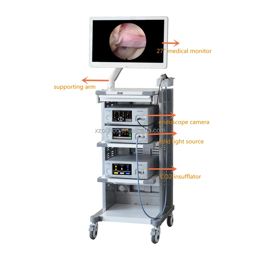 Medical endoscope cart endoscopy trolley cart with brake casters