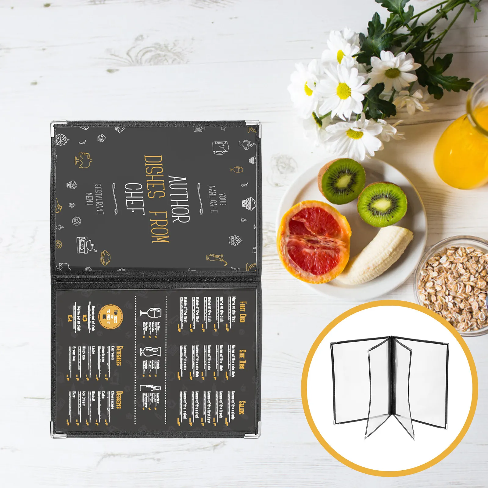 

2 шт. прозрачных обложек для меню из ПВХ, держатели для меню с отрывными листами для ресторанов и кафе