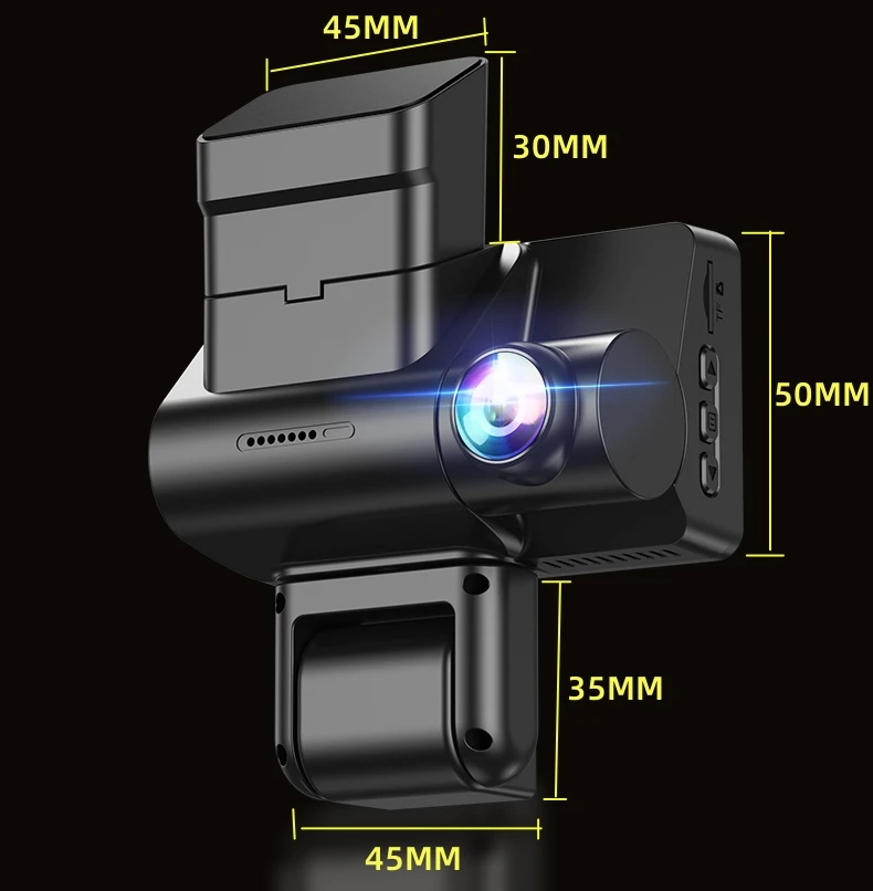 Three camera driving recorder, front and rear, inside and outside of the car, 360 panoramic side view, no installation wiring