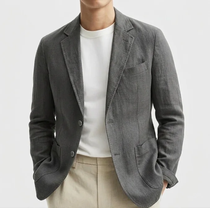 Linen Casual Suit Men's 2026 Spring Thin Solid Color Commuter Cotton and Linen Single Blazer