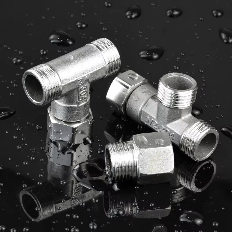 Toilet Diverter Valve Stainless Steel Adapter G1/2" T-Valve For Bath Bidet Sprayer Shower Fitting 4 Points Three-way Water Pipe image 4