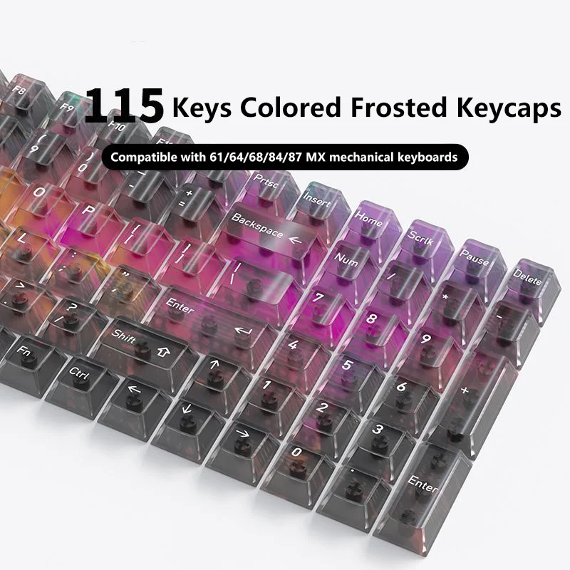 115 Keys Milk Grapes Jelly Cola Color Gradient Frosted Cherry Profile PC Keycaps for 61/68/87/108 MX Mechanical Keyboards view 5