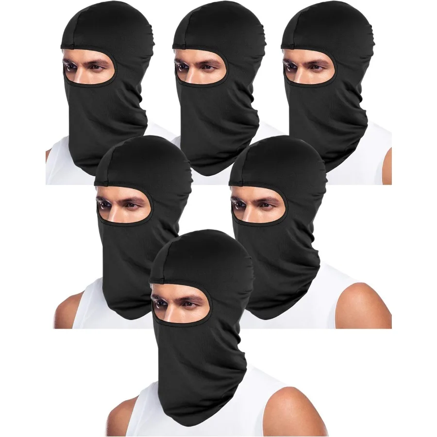 

6-шт. Балаклава для лица, зимняя ветрозащитная маска, полнолицевая крышка, полиэстер, ледяной шелк, защита от ультрафиолета для занятий спортом на открытом воздухе