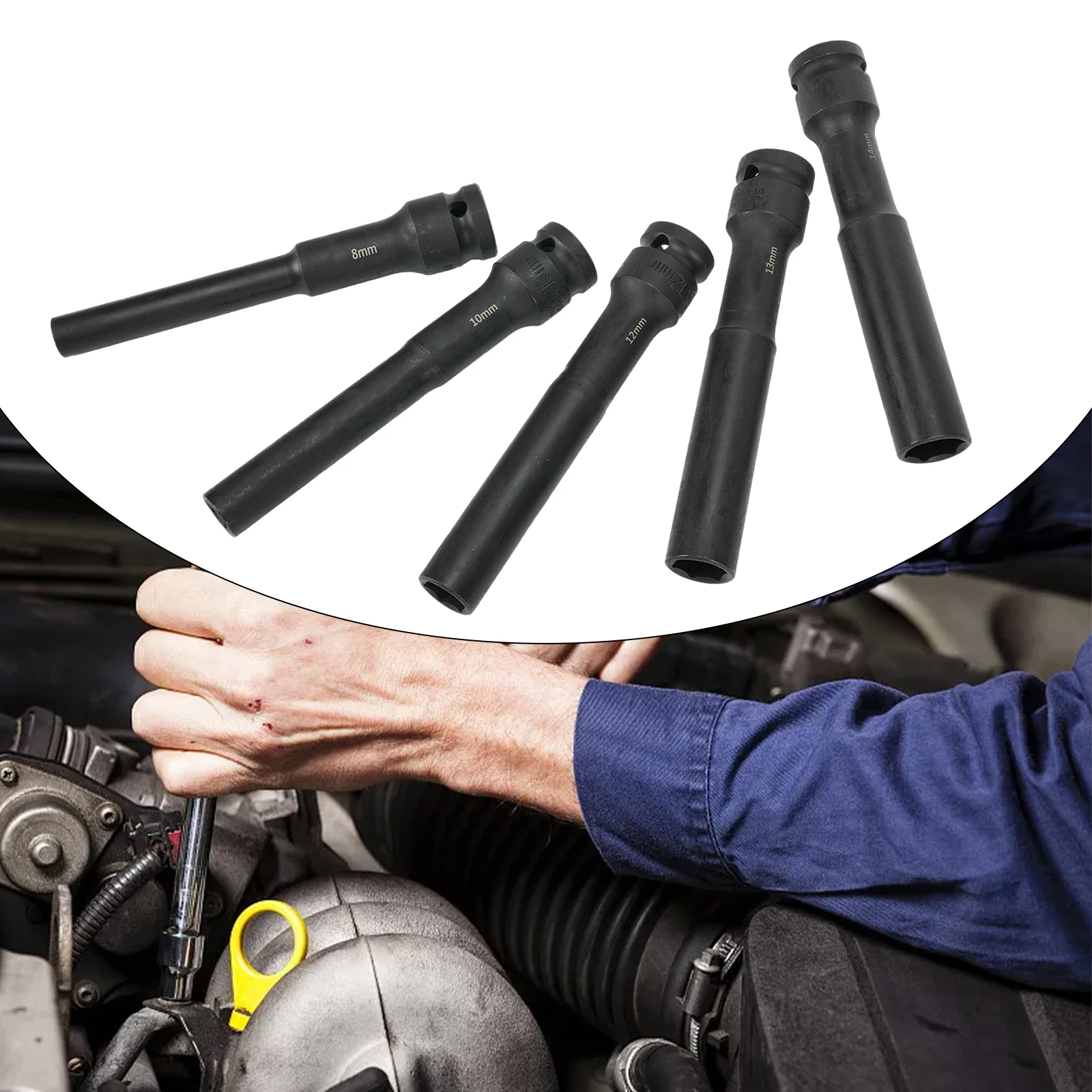5 Piece Hex Socket Head Adapter Wrench Spanner Converter Set 12 Inch Drive Suitable for Pneumatic Electric and Air Tools