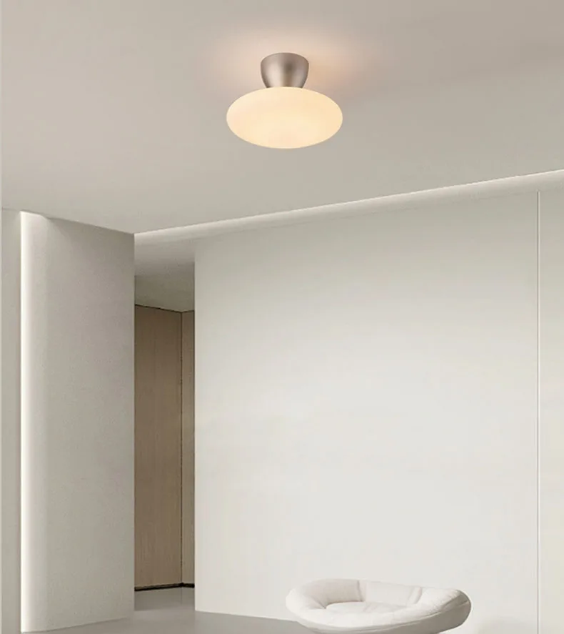 Silver Metal White Glass Ceiling Light G4 Bulb