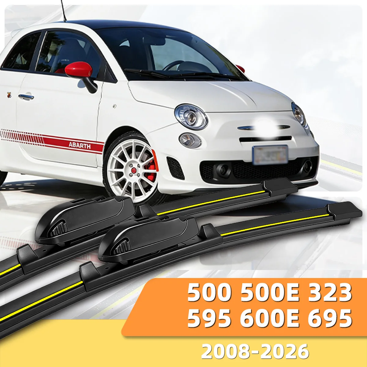 

Car Windshield Wiper Blade Fit For Abarth 500 500e 323 595 600E 695 (2008-2026) Car Windshield Boneless Silent Front Wiper Blade