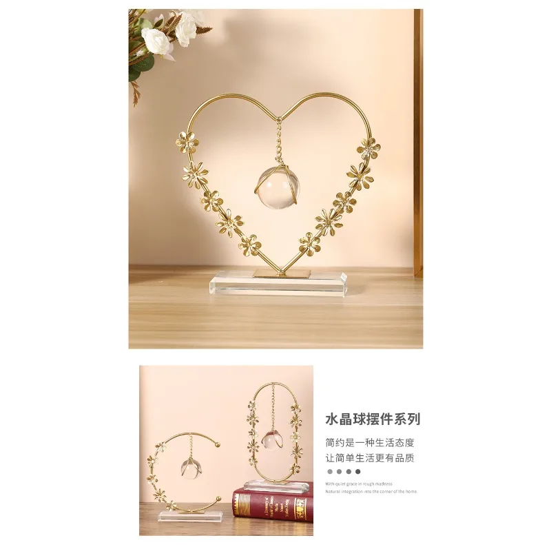Creative wreath crystal ball ornament, home living room study decoration, shop window decoration iron crafts