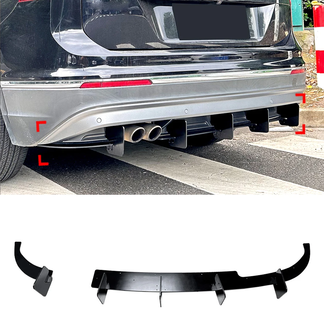 Rear Bumper Tail Lip Spoiler Diffuser Canards Applicable for Volkswagen Tiguan MK2 2021-2023 Standard Version Car Accessories