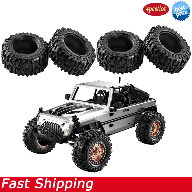 4PCS 1.9inch RC Crawler Rubber Wheel Tires 90mm for 1/10 1/12  MJX H12P MN128 Upgrade Parts