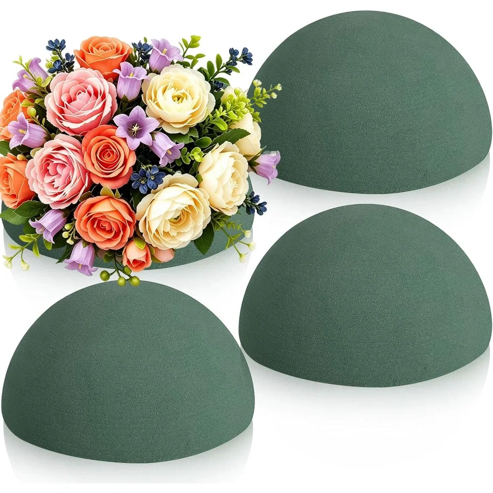Half Sphere Floral Foam for Artificial Flowers Arrangements, Wedding Centerpieces, Home Garden Decor, 4 Pack Green Wet Oasis Round Half Ball, Floral Arranging Supplies for Crafts, DIY, Vase Fillers, Bridal Shower, Party view 3