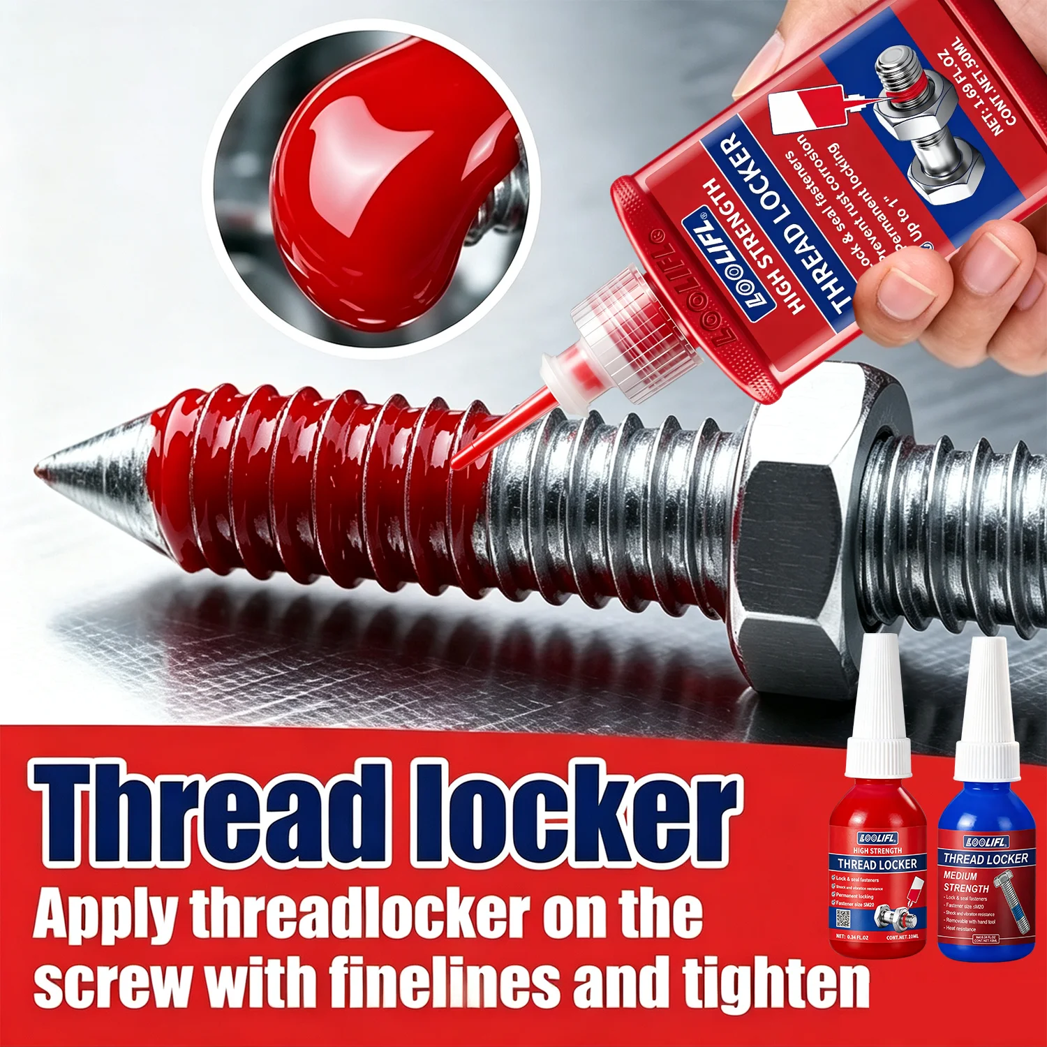 50G 271 243 Gap adhesive Screw Glue Quickly Cured Thread Locking Agent Anaerobic Adhesive Corrosion-Resistant AntiLoosening Glue