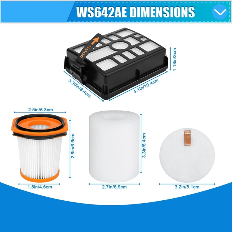 ตัวกรองสำหรับระบบ Shark WS642AE wandvac อะไหล่เครื่องดูดฝุ่นไร้สายน้ำหนักเบาพิเศษทรงพลัง