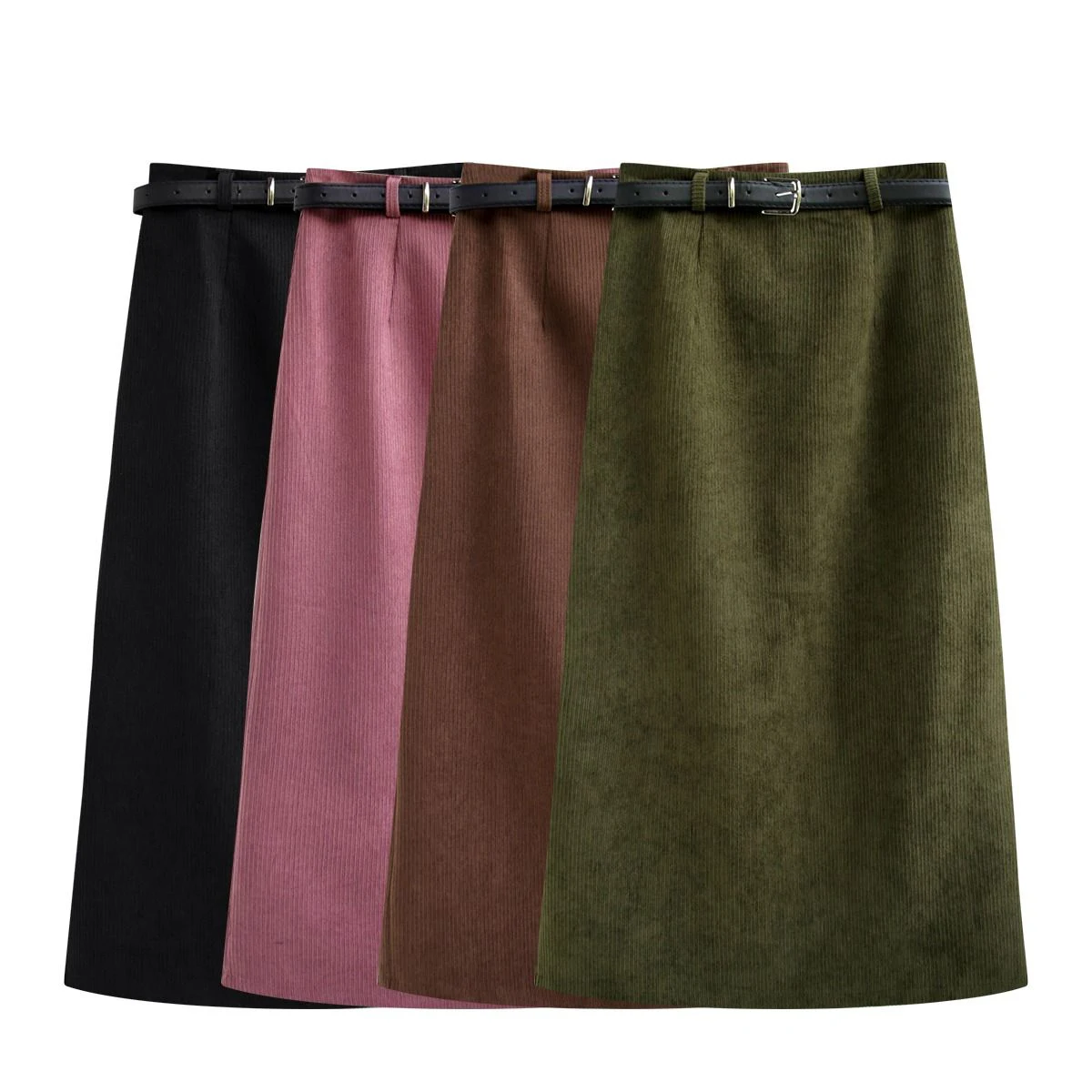 

Split skirt 2026 winter new straight slim high waist a-shaped medium and long corduroy hip skirt women