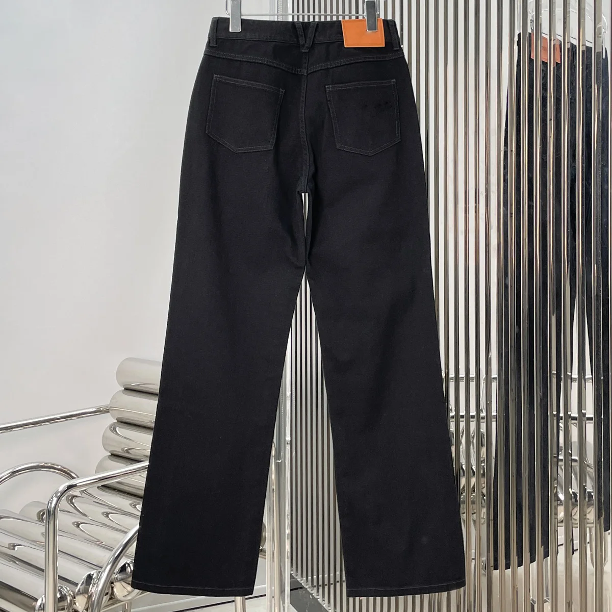 High Quality Women Solid Color Straight Wide Leg Pants Classic Five Pockets Button Zipper  Commute Casual Trousers lyt132519