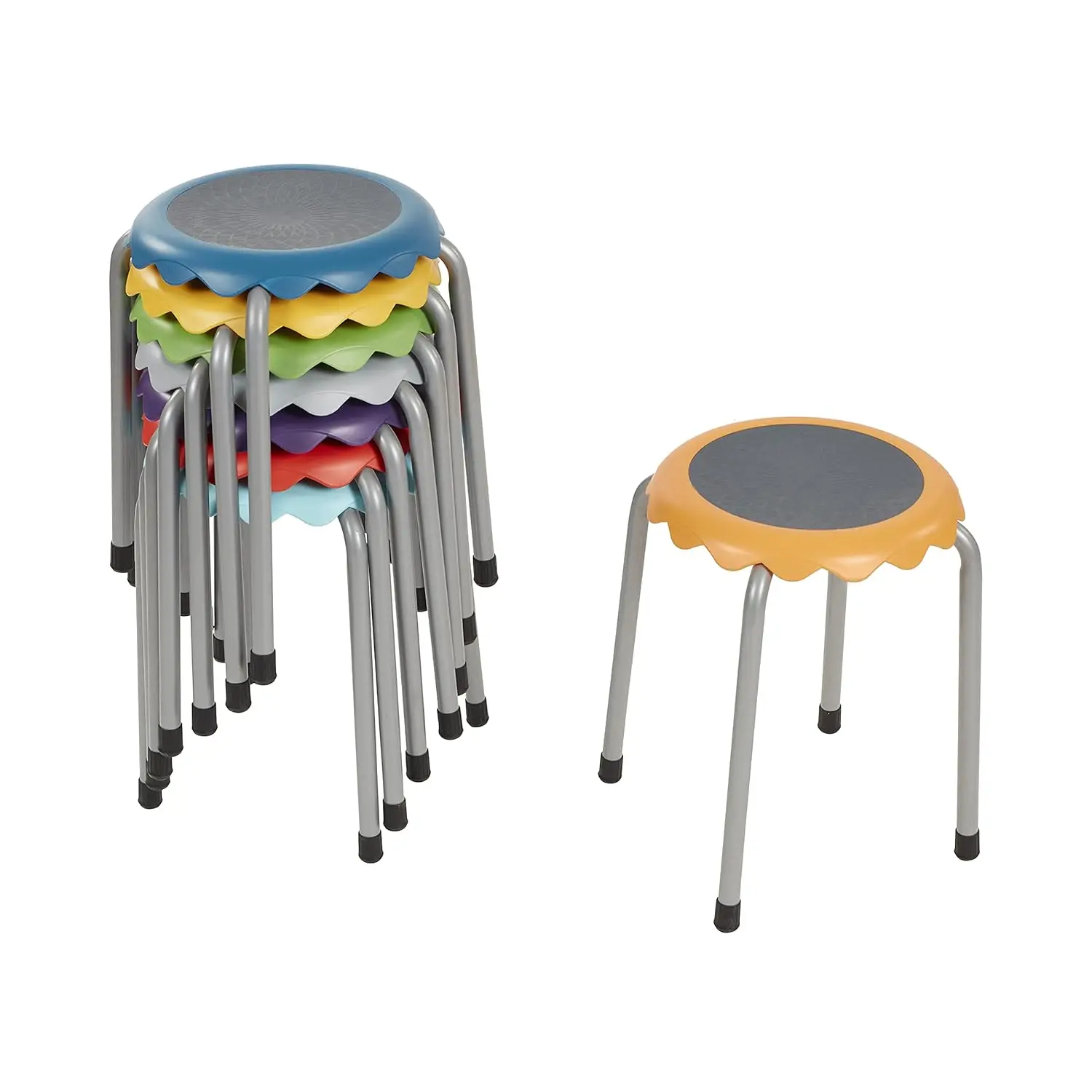 Daisy Stackable Stool Set, Flexible Seating, Assorted, 8-Piece