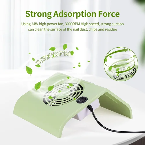 Imagen 2 del producto Mini colector de polvo de uñas USB, Extractor de polvo de uñas portátil, ventilador aspirador de uñas con 2 bolsas de filtro de polvo, manicura artística
