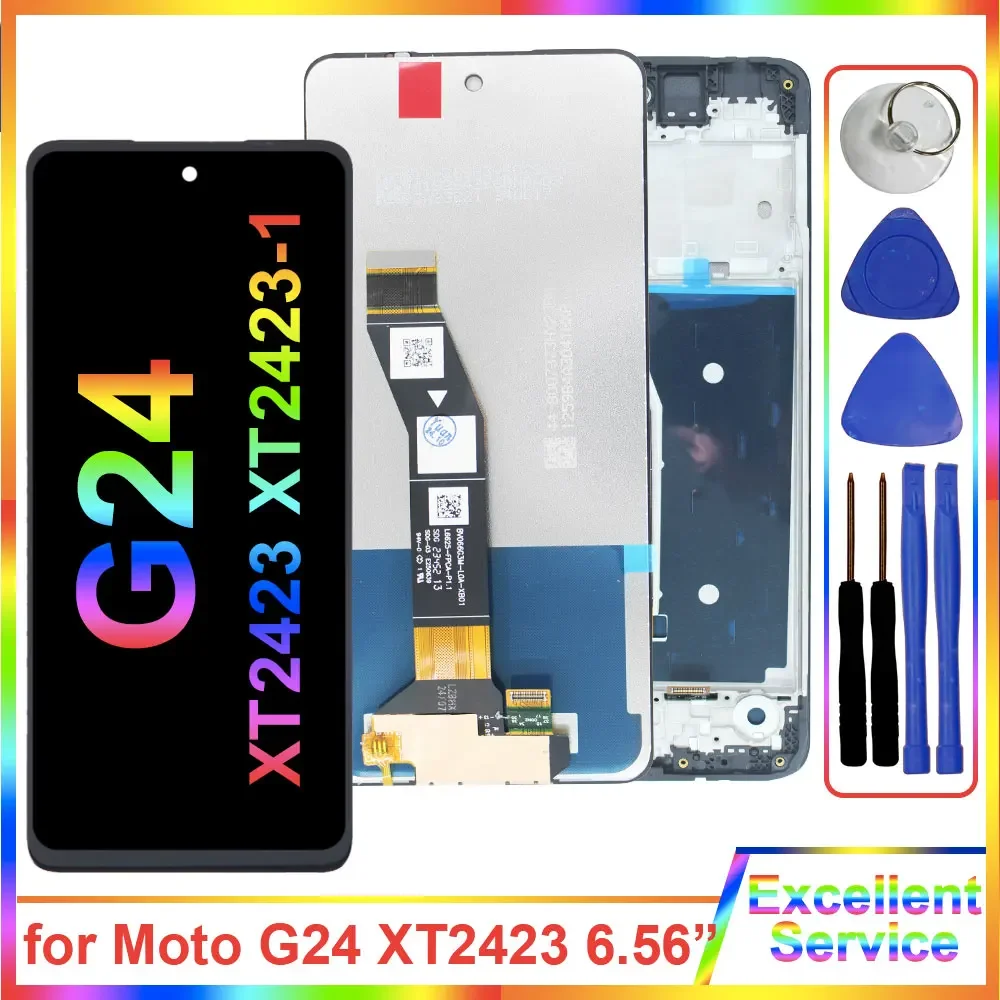 

New LCD for Motorola Moto G24 2024 XT2423-1 LCD Display Touch Screen Digitizer Assembly for Moto G24 LCD Replacement With Frame