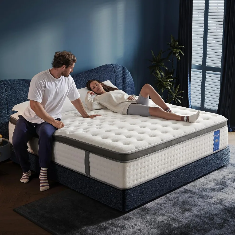 Quueen size matras, 14 inch queensize matras in een doos, superieure hybride matras met gel-geheugenschuim of lendensteun, 100 nacht