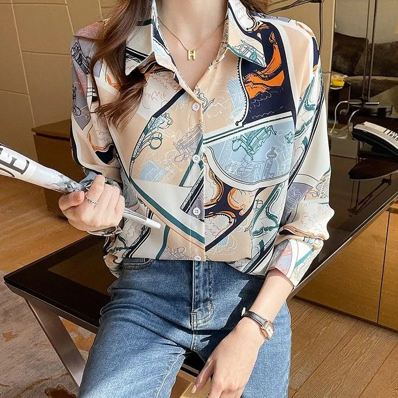 Camicia elegante a maniche lunghe autunnale Top dal design alla moda da donna