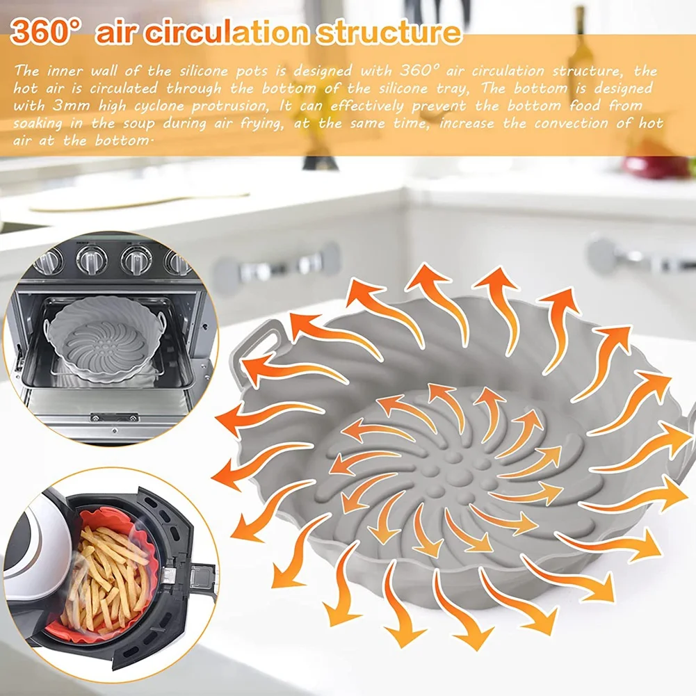 Air Fryer Silicone Pot, 8.5 Inch Reusable Non-Stick Air Fryer Silicone Liners Fits COSORI 3.6 to 6.8QT (X-Large,