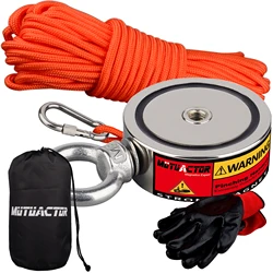 Two Side Strong N52 Fishing Magnet Set 160KGX2  160KG Rotatable  Salvage Magnetic Detecting Pot Metal Treasure Hunting
