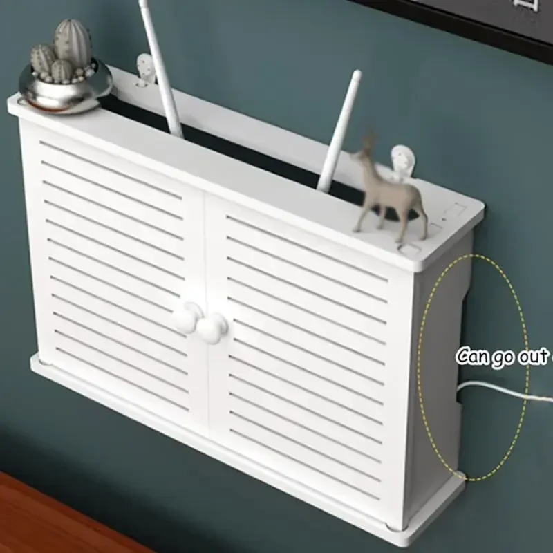 Scatola di immagazzinaggio montata parete Wifi Router Rack appeso a parete spina bordo staffa organizzatore di cavi pannello in PVC scaffale Home