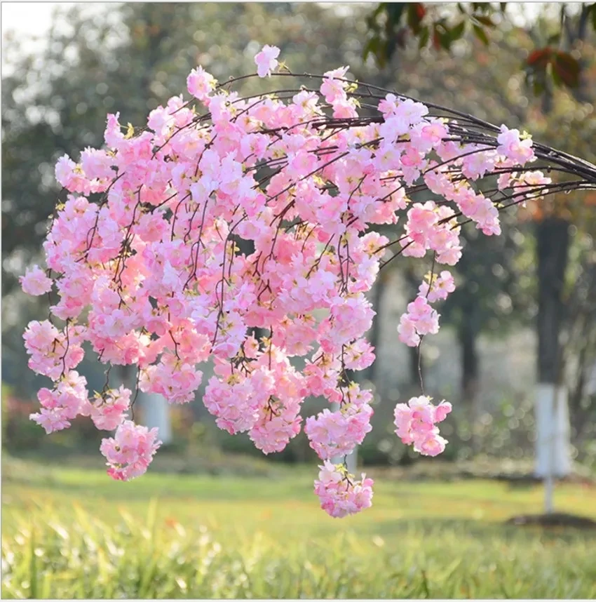 Artificial Cherry Blossom Branch Flower Wall Hanging Sakura 138cm for Wedding Centerpieces Artificial Decorative Flowers