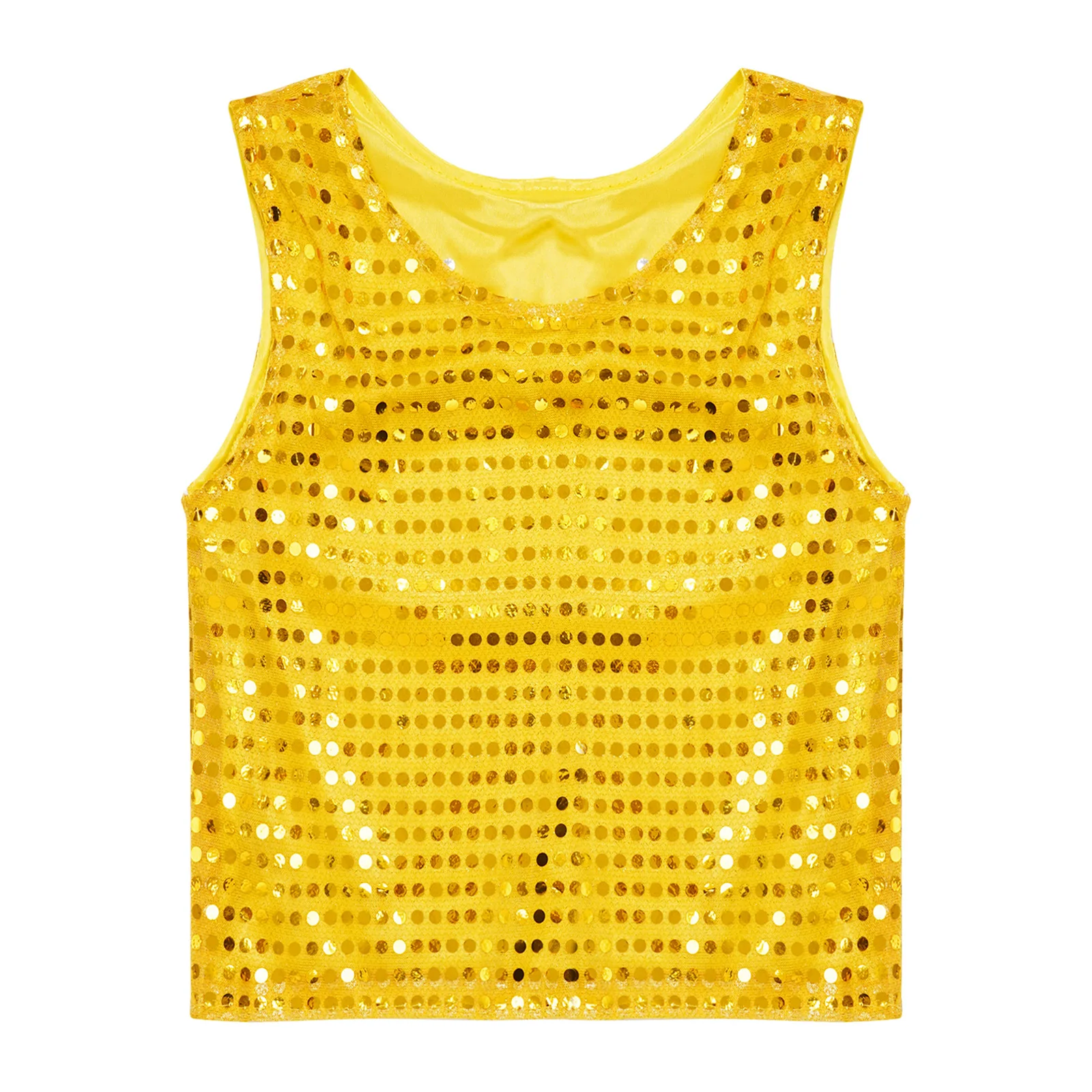 Kids Boys Girls Hip Hop Jazz Dance Costume Shiny Sequin Vest Tank Tops Child Festival Party Carnival Stage Performance Dancewear