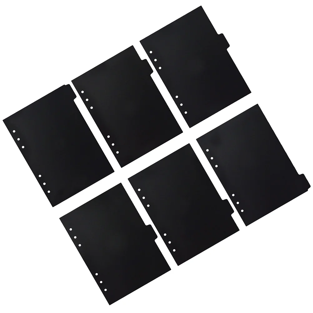 6 Pcs Professional A5 Notebook Classification Tabs Black Colored Page Markers Office Labels