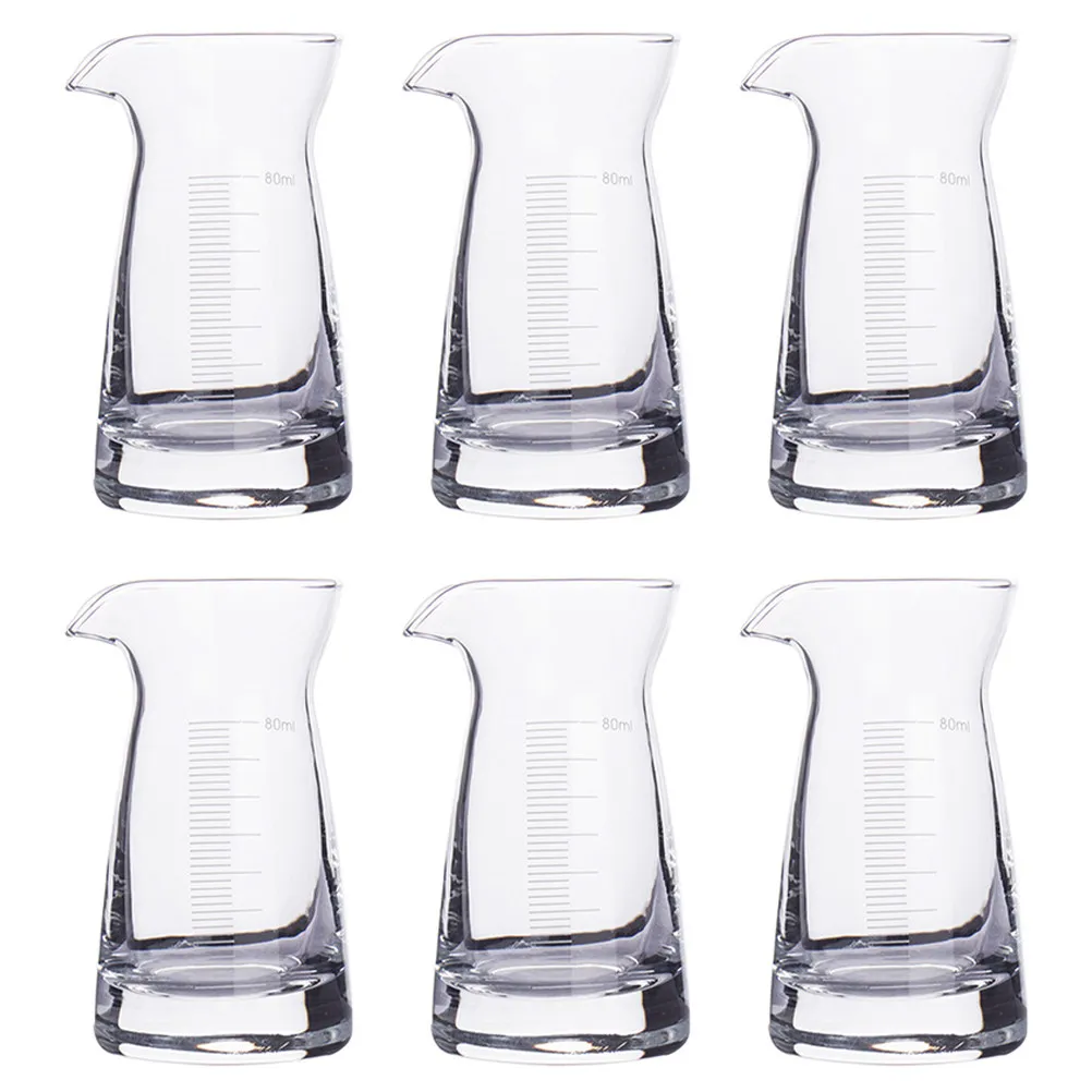 6Pcs 80Ml Glass Measuring Cup Transparent Liquid Measuring Cup for Bar Home Party Whiskey Vodka Beer Liquor Drink Measurement