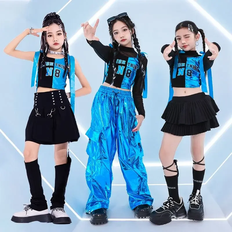 Trajes de baile de Jazz para niñas, ropa de Hip Hop fresca para niños, Ropa de baile callejero para niños, trajes Kpop de grupo de porristas