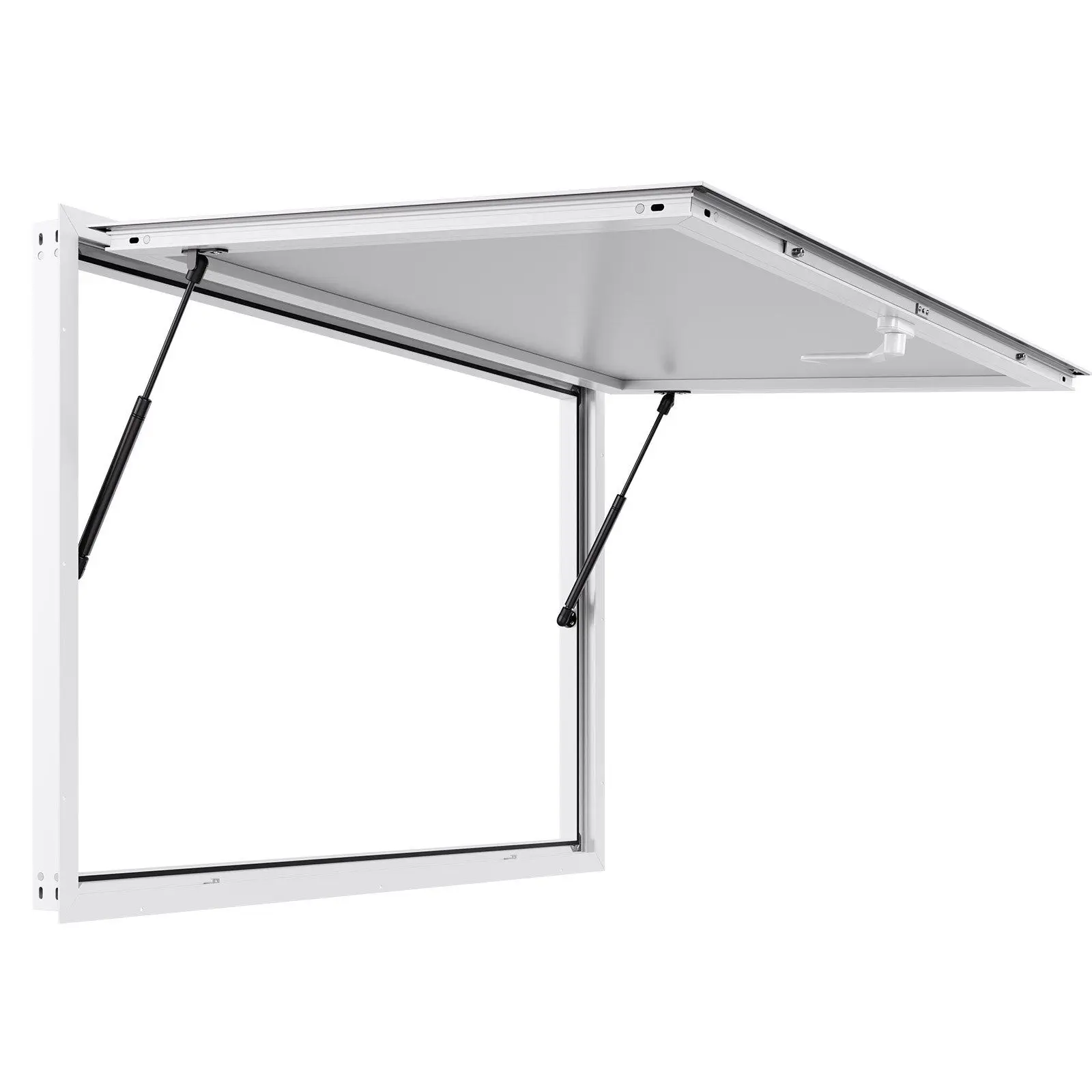 Aluminum Alloy Frame Window with Glass Slot 53x33 Inch for Food Trucks 85 Degrees Stand Serving Awni