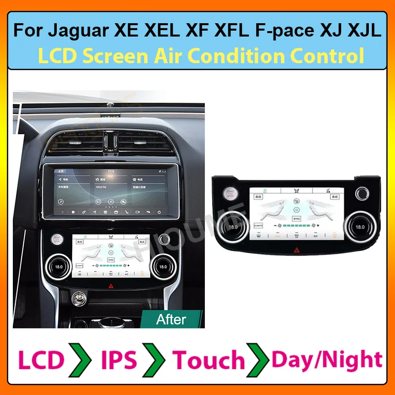 

LCD Climate Control Screen AC Panel For Jaguar XE XEL XF XFL XJ XJL XJR F-Pace Air Conditioning Temperature Control Knobs