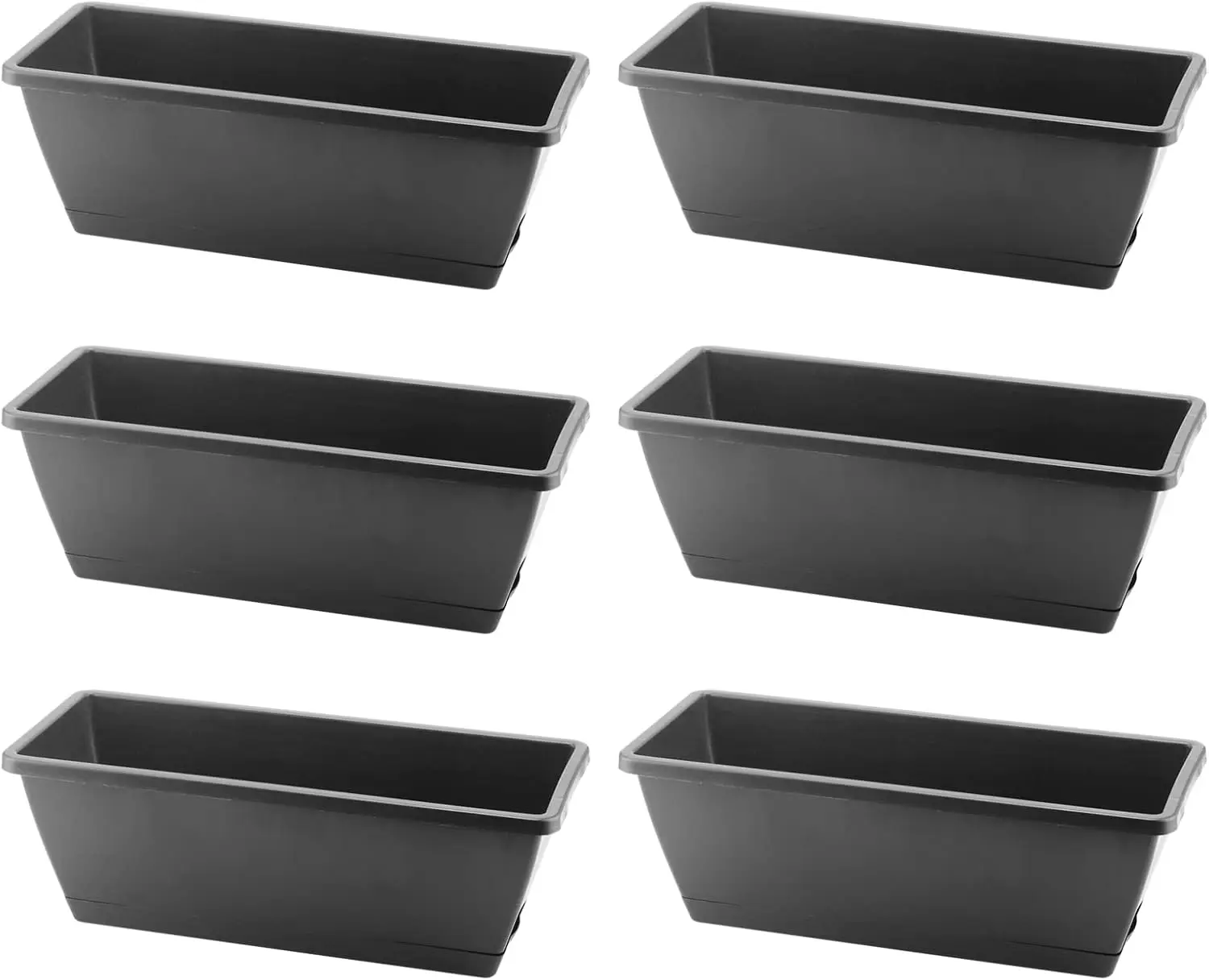 

Набор из 6 черных пластиковых кашпо для оконных подоконников с поддонами для овощей, цветов, балкона, патио