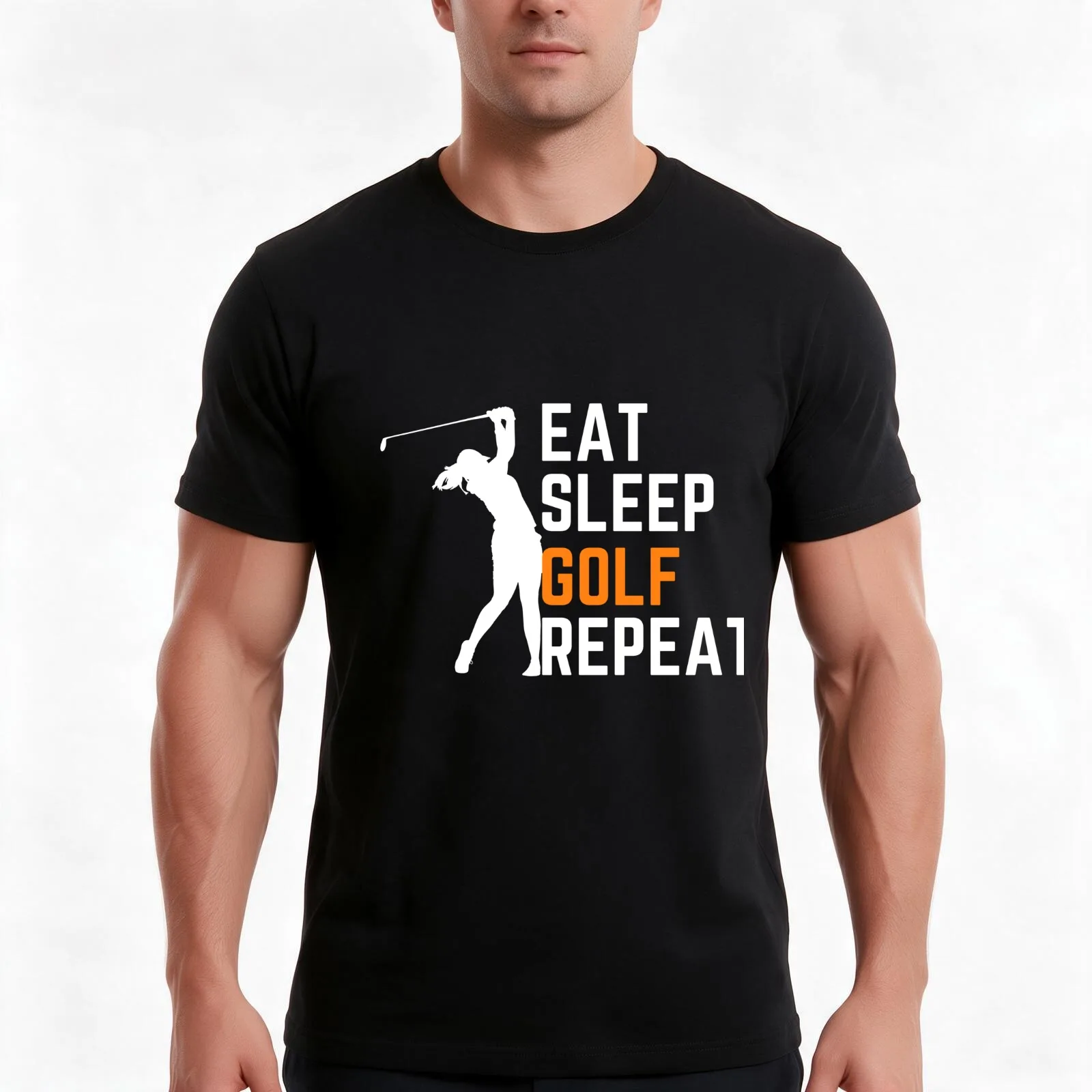 Eat, Sleep, Golf, Repeat T-Shirt, Summer Casual Cotton Tee, Oversized Streetwear Tops, Vintage Graphic Print, Unisex Men Women