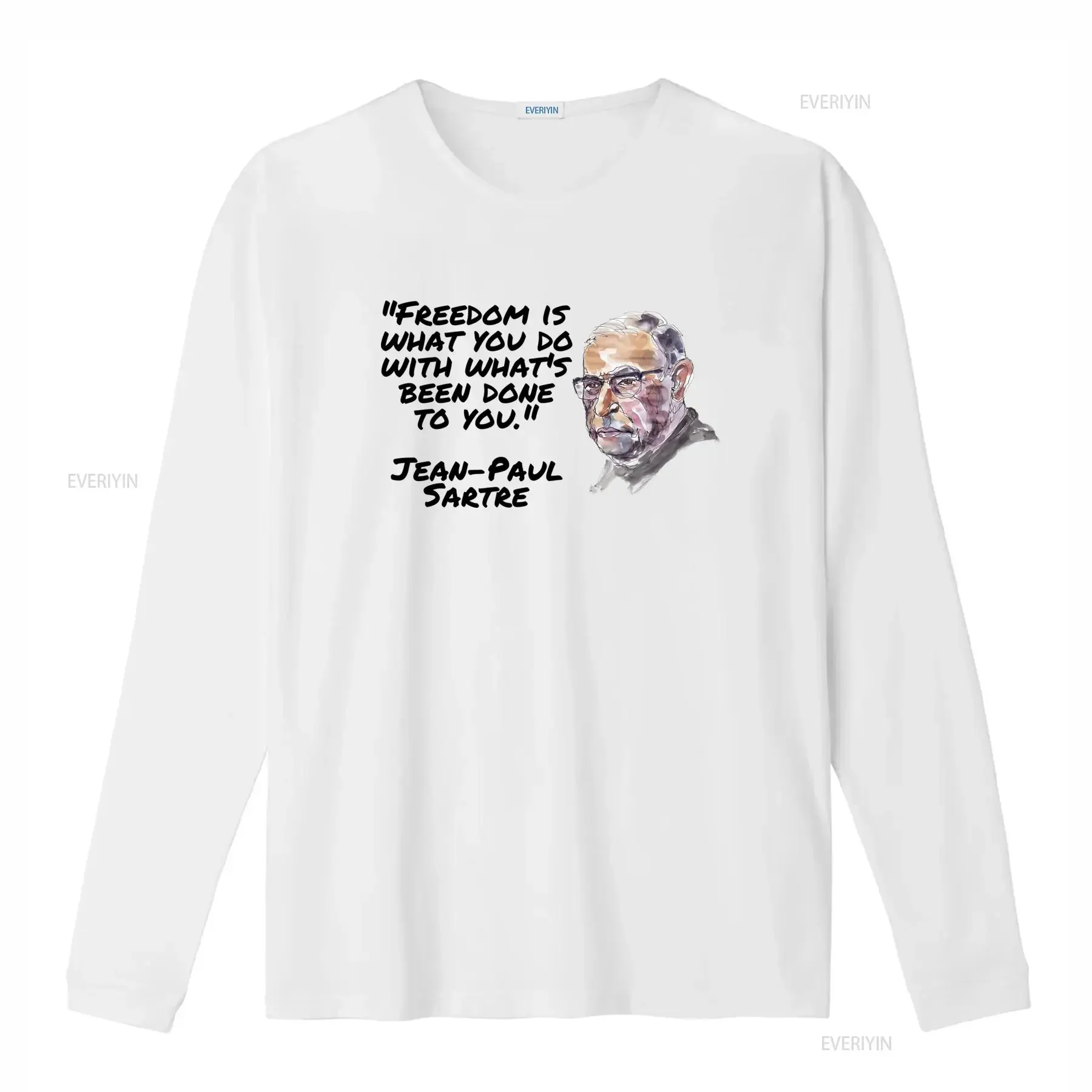 Sartre T Shirt for Freedom Lovers Readers Writers Philosophy Quotes  vintage Washed Top For Everyday Wear designer clothes