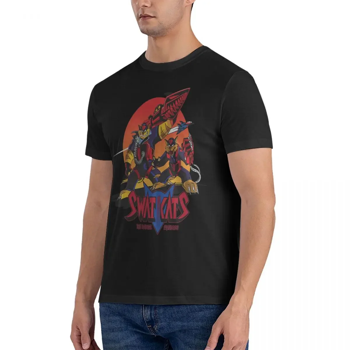 Men's Rocket T Shirt S-Swat Kats Pure Cotton Tops Unique Short Sleeve Round Neck Tees Original T-Shirt