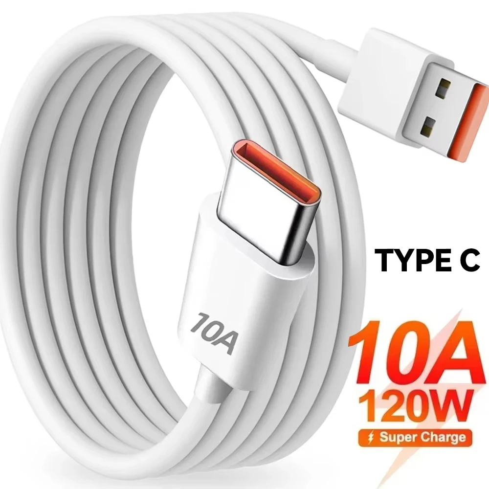 120W 10A USB -C Quick Charging Cable For Samsung Xiaomi Huawei Honor Infinix Type C Phone Data Cord Super Fast Charge Data Cable