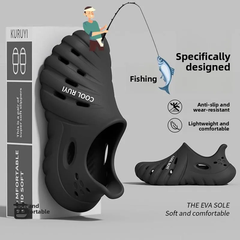 Thick Bottom Sandals Men's 2026 New Summer Outdoor Water Driving Anti-slip Odor Resistant Fisherman Carving Hole Shoes Women
