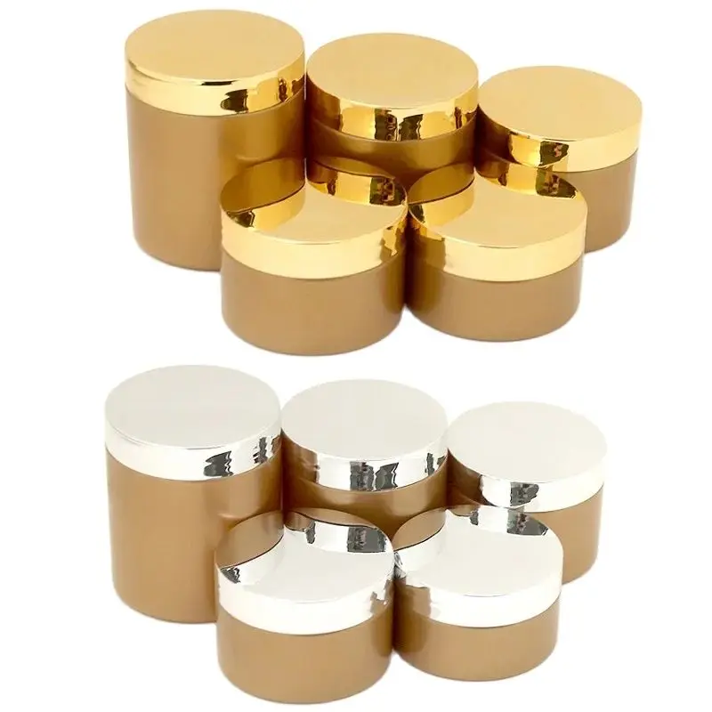 

22pcs/lot Cosmetics Cream Jar 100/120/150/200/250ml Frosted Gold Wide Mouth Bottle Empty Travel Plastic Refillable Bottles