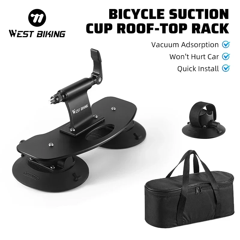 WEST BIKING Vacuum Suction Roof-Top Bike Car Racks Carrier Quick Install Bicycle Roof Sucker MTB Road Bicycle Rack Accessories