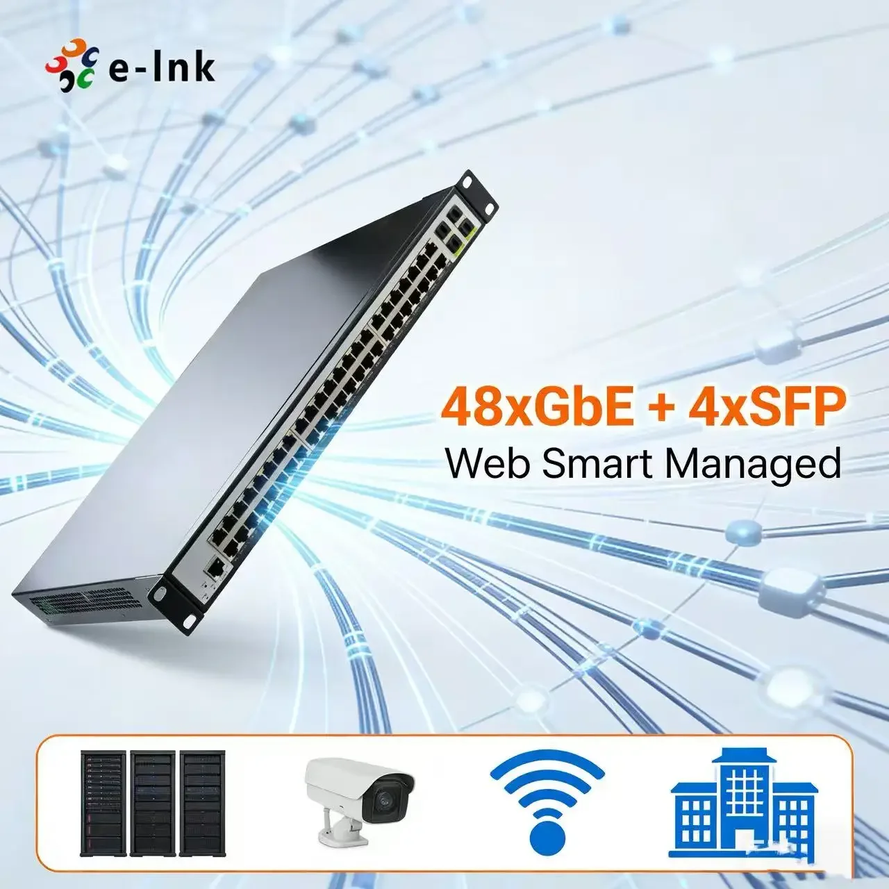 E-link L2+ 48-Port 10/100/1000T + 4-Port 100/1000X SFP Managed Ethernet Switch with VLAN Support